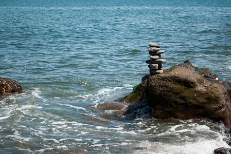 和平 卵石 堆栈 形象 岩石 宝塔 夏天 海滨 存在 沉思