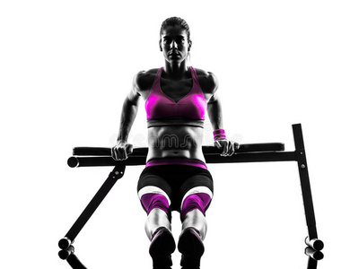 俯卧撑 长凳 训练 女人 运动服 运动 背光 健身 练习