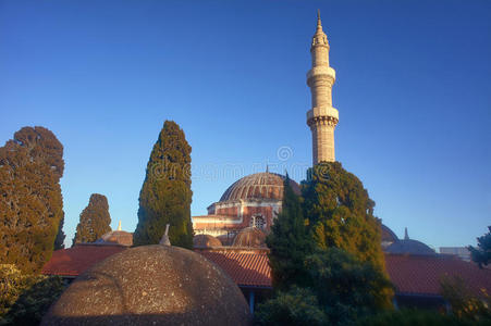 欧洲 苏莱曼 城市 罗德斯 尖塔 宗教 伊斯兰教 天空 建筑