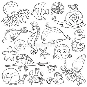 概述 宝贝 颜色 公司 章鱼 绘画 海马 动物 活动 卡通