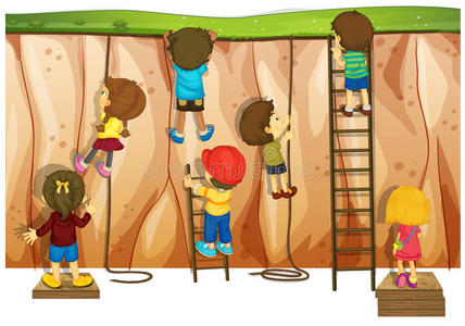 卡通女孩攀岩图片