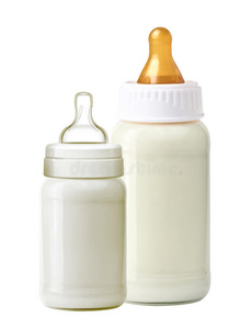 婴儿奶瓶隔离在白色上