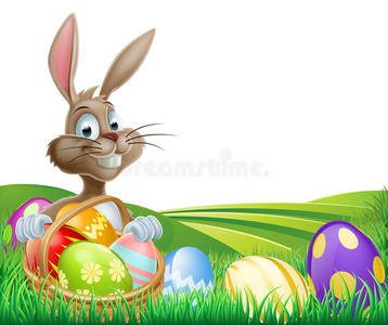 复活节兔子和篮子