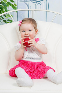 在室内 医疗保健 苹果 美丽的 婴儿 天使的 宝贝 营养