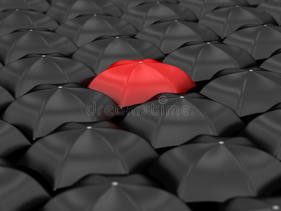 独特的红伞