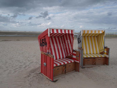 沙滩椅 沙丘 海滩 假日 北海 自然 天空 德国