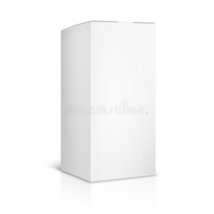 白纸或纸板箱模板在白色