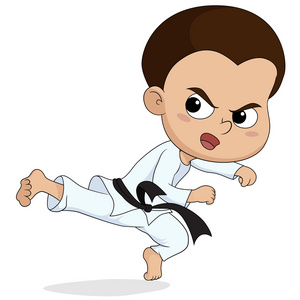 跆拳道的孩子 fighting.vector 和插图照片