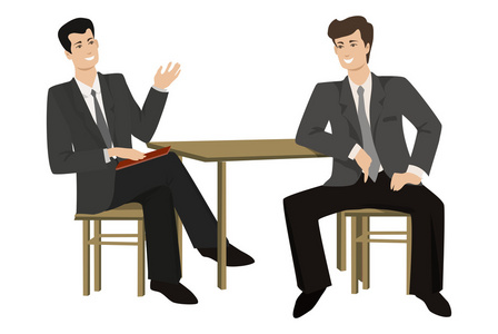 两个工人在交谈图片