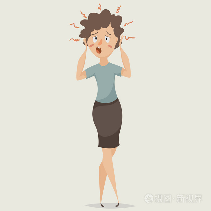 应力的女人抑郁症和痛苦的情绪卡通人物矢量图