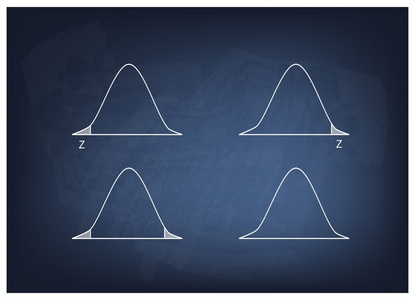 正态分布图或黑板上的高斯钟形曲线照片
