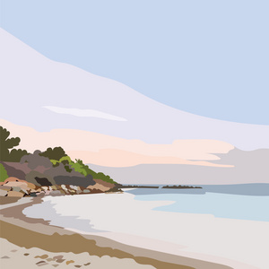 异国情调岛屿天堂海滩插画