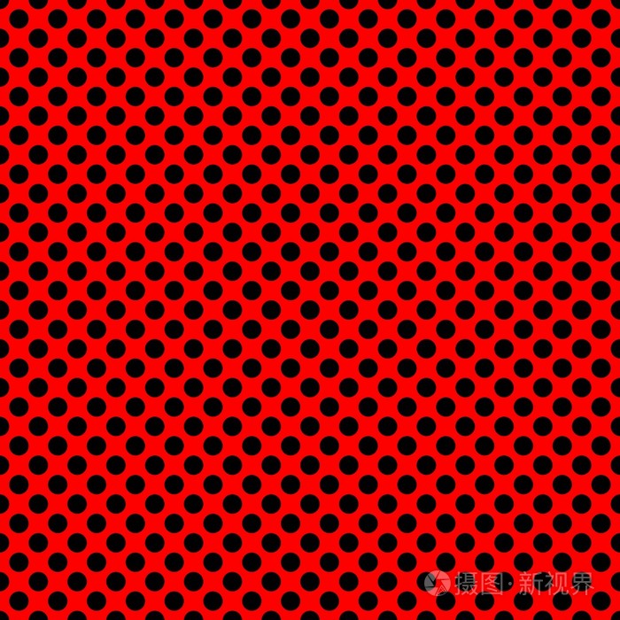 平铺矢量模式在红色背景上的黑色圆点.