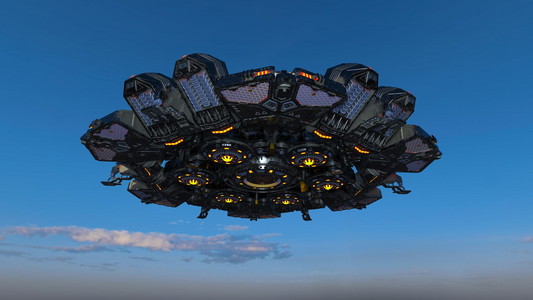 一艘宇宙飞船 3d cg 渲染插画