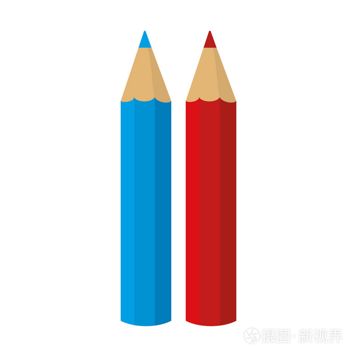 铅笔彩色蜡笔蓝红