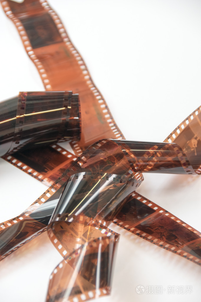 相机照片底片带孤立在白色背景