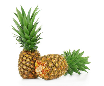 两个新鲜菠萝两个菠萝图标在彩色和黑白版本两个可爱的漂亮女孩穿着