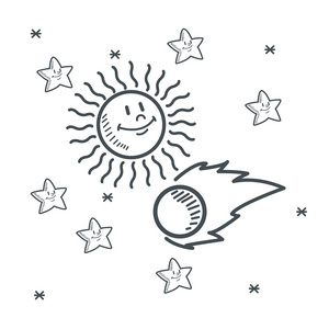明星小行星太阳空间设计素描图片