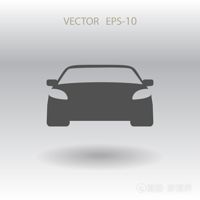 扁长影子车图标,矢量图插画