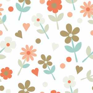 无缝图案与装饰花和圆点. 打印.照片