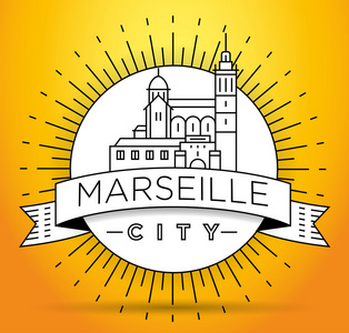 马赛城市天际线与版式设计图片