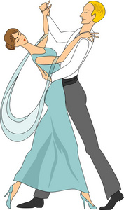 婚礼舞舞池中的矢量插图舞者在白色背景上跳舞夫妇一对夫妇舞蹈华尔兹