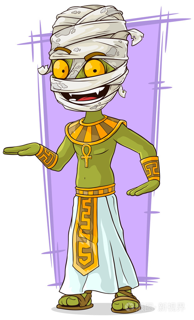 卡通搞笑绿色埃及木乃伊