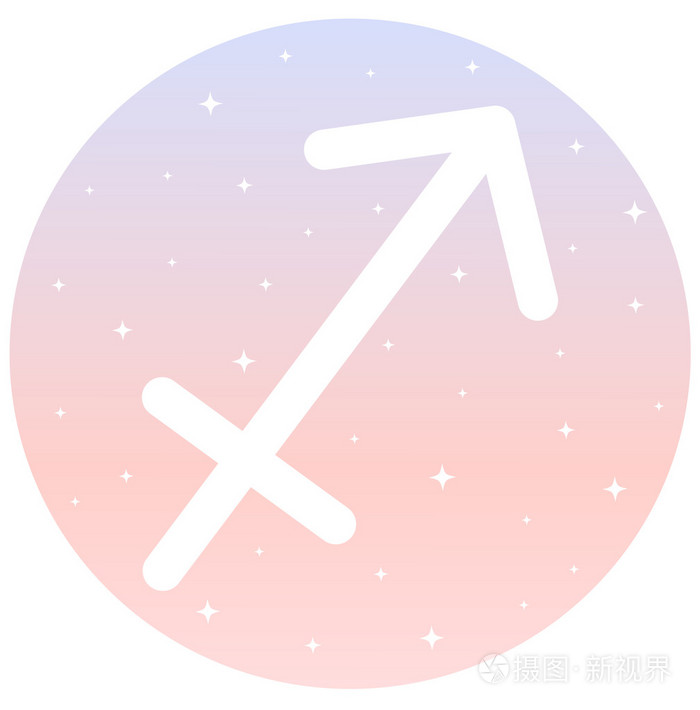 射手座星座圈上粉色和蓝色渐变背景图标