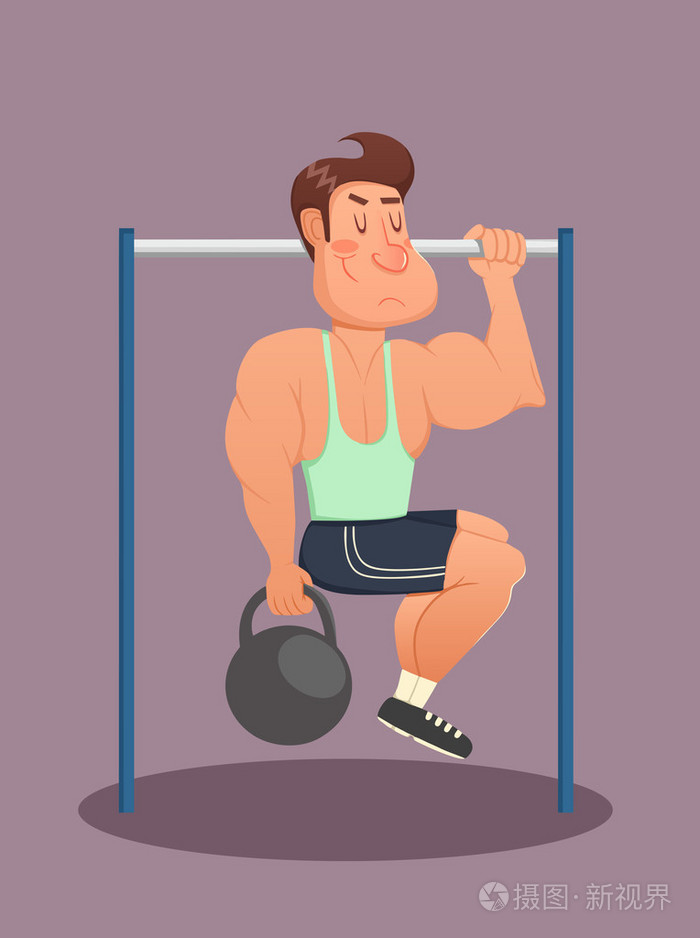 年轻男子单杠上做操
