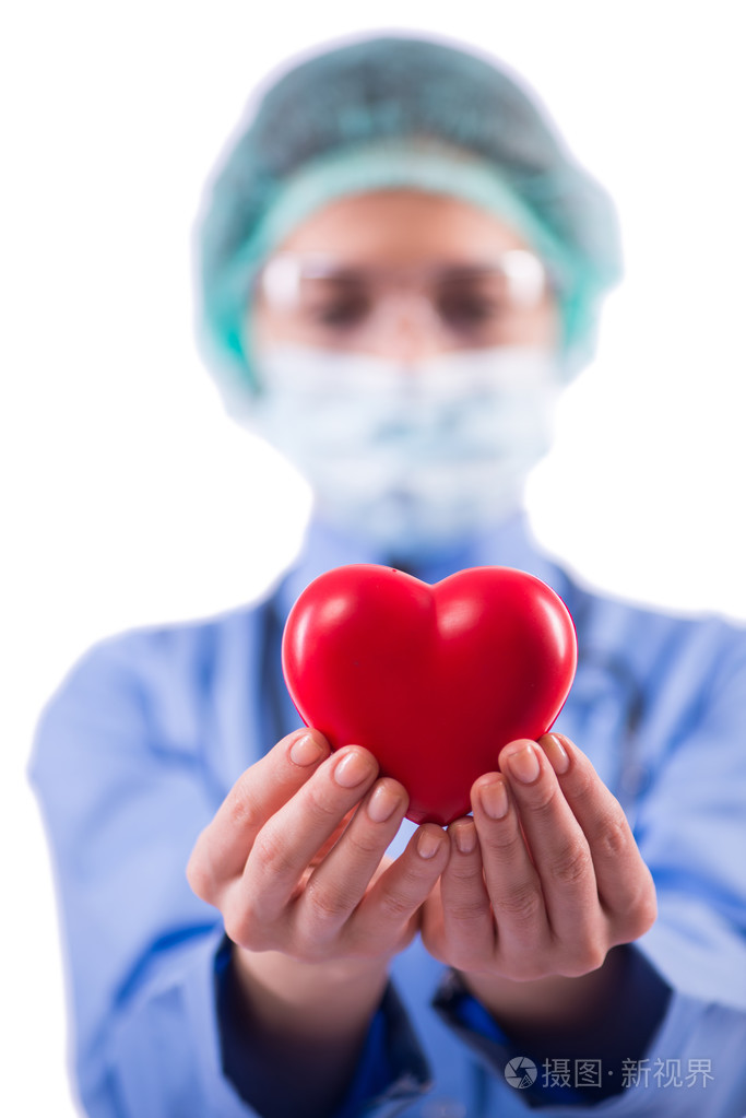 在白色的背景分离的医生心脏病专家