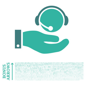 呼叫中心服务单位矢量图标与奖金照片