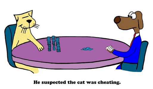 关于一只猫在打牌时作弊动漫图片