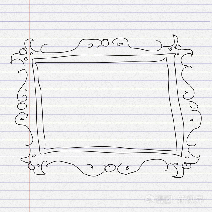 乱写乱画素描的纸张背景上的画框