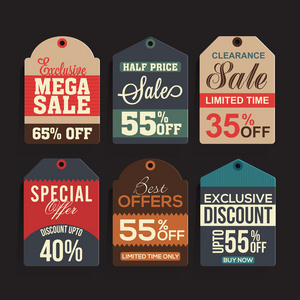 半价活动海报一套创造性的销售标签设计.照片
