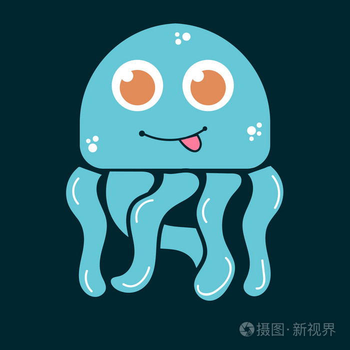 可爱的海怪.居民的海洋.八达通或水母.矢量图