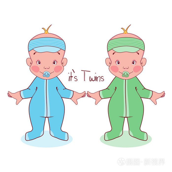 矢量图的小孩子在诉讼中,它的双胞胎,男孩