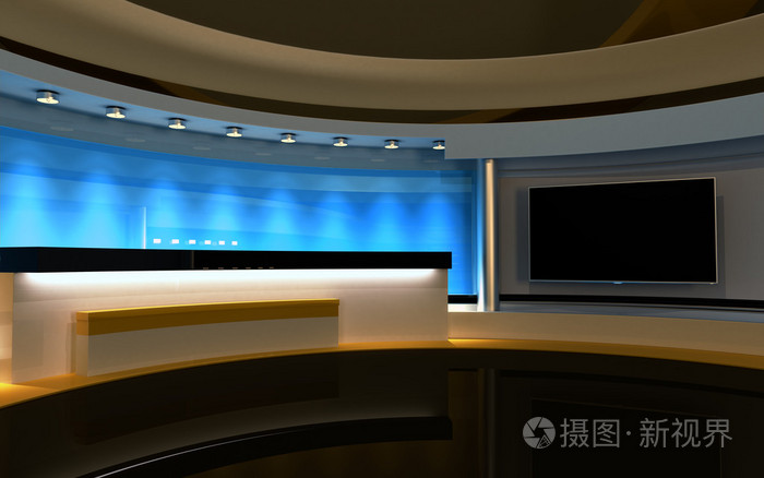 新闻演播室.任何绿色屏幕或色度关键视频或照片生产的完美的背景.