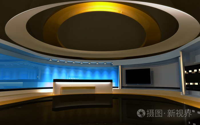 新闻演播室.任何绿色屏幕或色度关键视频或照片生产的完美的背景.