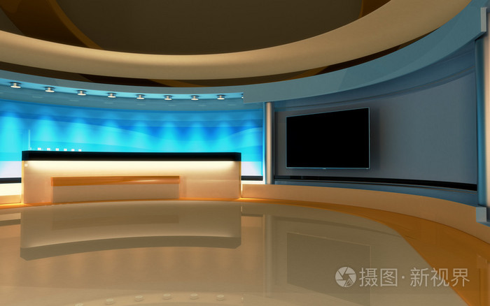 新闻演播室.任何绿色屏幕或色度关键视频或照片生产的完美的背景.