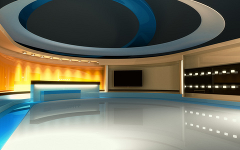 新闻演播室.任何绿色屏幕或色度关键视频或照片生产的完美的背景.