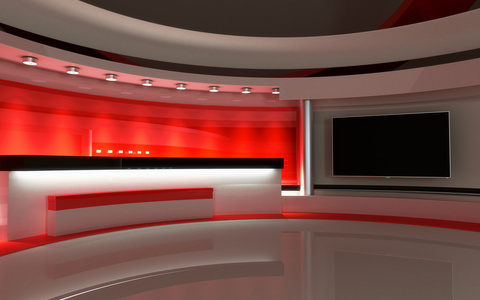 新闻工作室. 红色工作室. 任何一个完美的背景照片