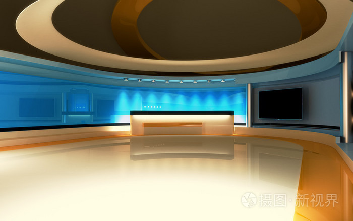 新闻演播室.任何绿色屏幕或色度关键视频或照片生产的完美的背景.