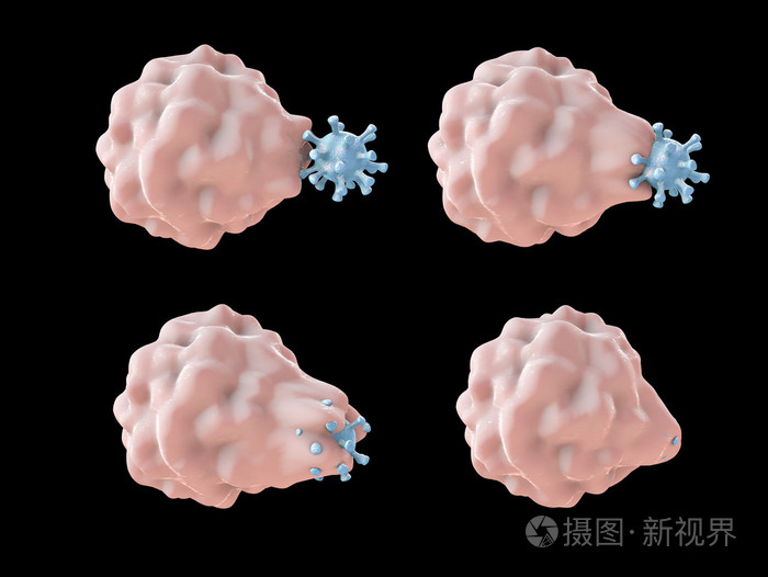 白细胞的吞噬着病毒