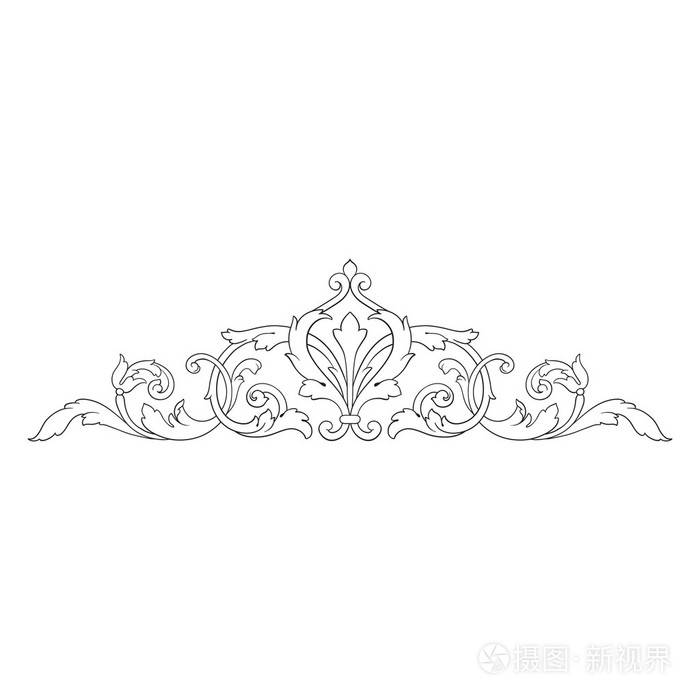 老式巴洛克式框架雕刻卷轴装饰品插画-正版商用图片1pjjzn-摄图新视界
