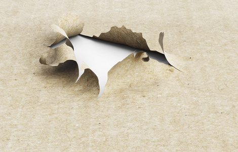 撕碎的纸片在白色背景上的孔.3d 图照片
