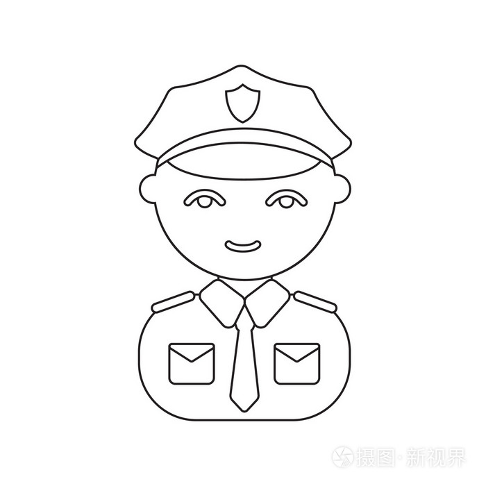 插画 警察线图标.针对 web 和移动设计的插图.eps