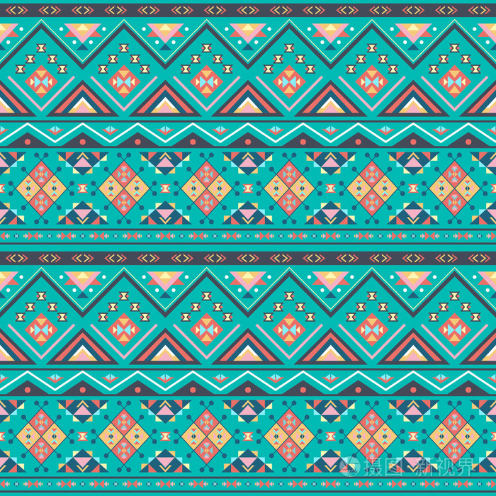 民族波西米亚风无缝模式.老式的装饰品.矢量怡乐思