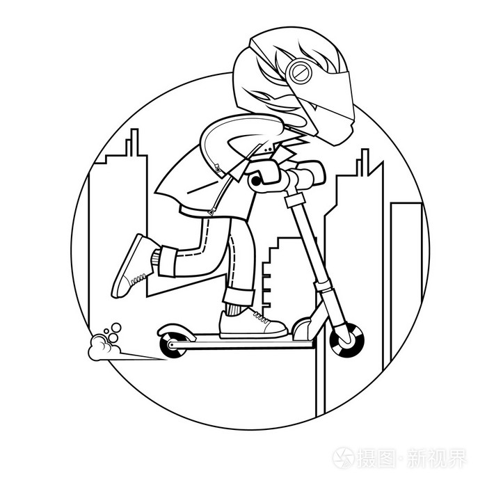 赛车手男孩-艺术线插画-正版商用图片1pk3sb-摄图新视界
