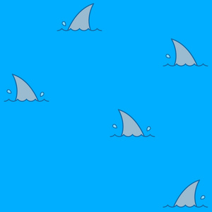 鲨鱼鳍游泳在水无缝模式图片