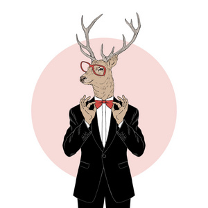 鹿人打扮,穿上燕尾服插画